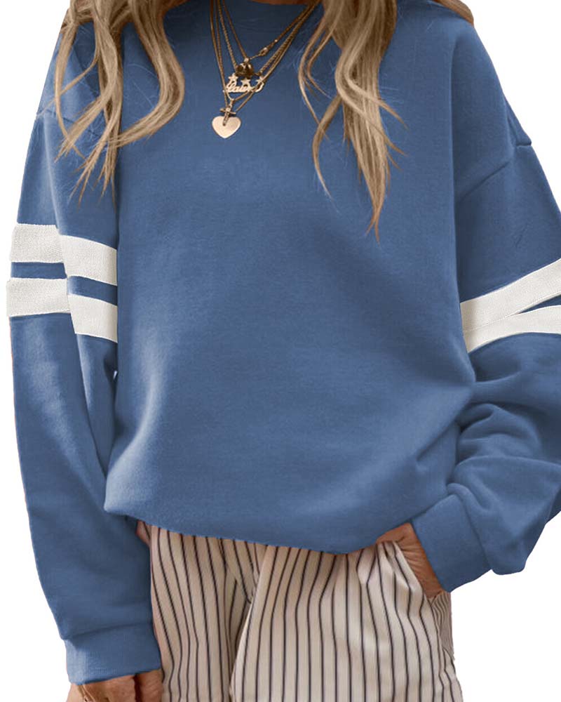 Sweatshirt Col Rond Manches Longues Color-Block