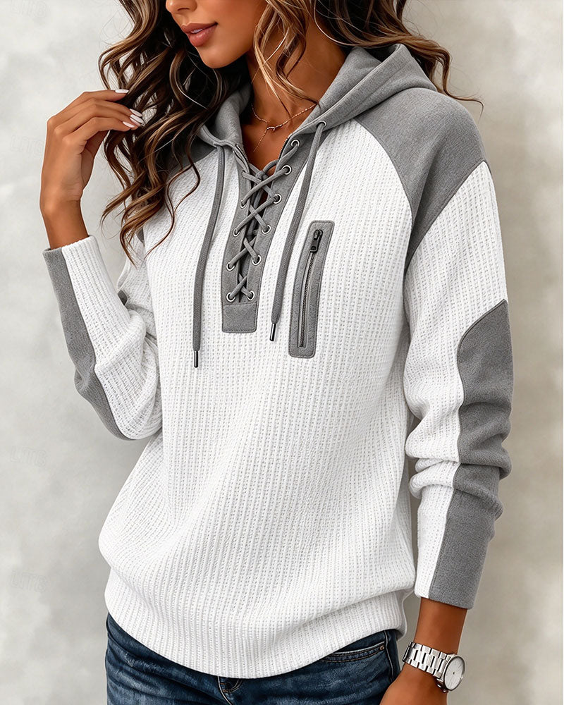 Hoodie Lacet Bloc De Couleur Design