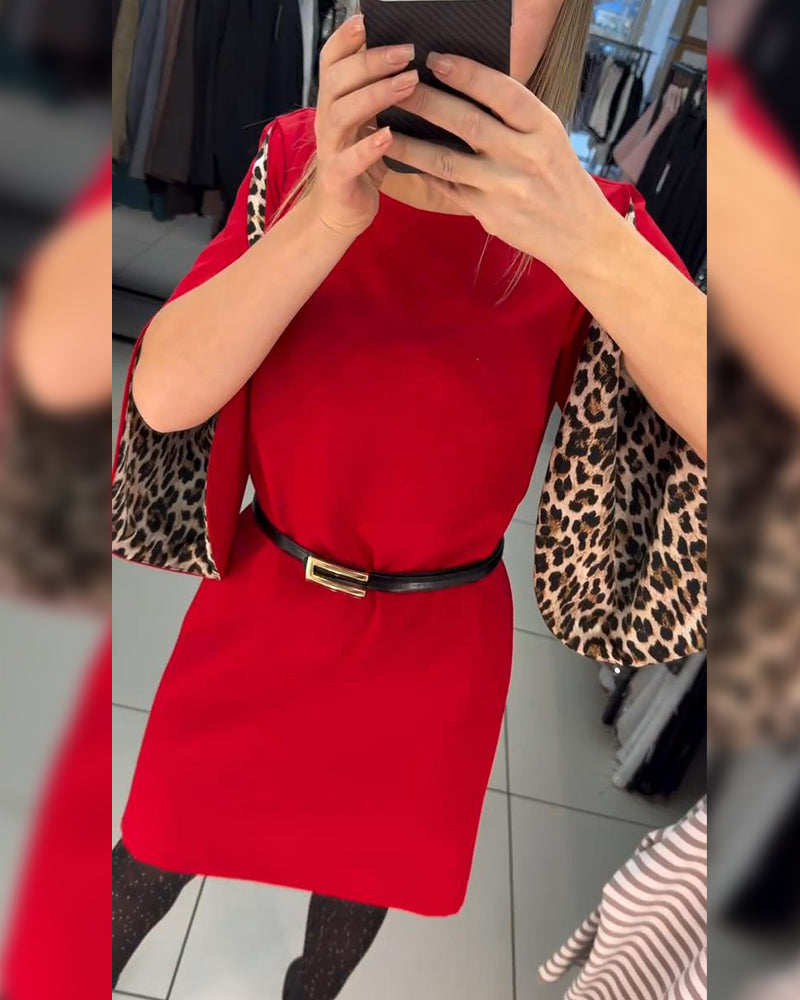 Robe Droite Tendance Avec Manches Évasées