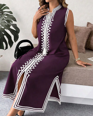 Robe Ruban Blanc Sans Manches Fente Maxi