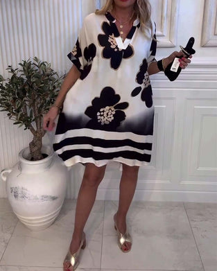 Robe décontractée à col montant imprimée