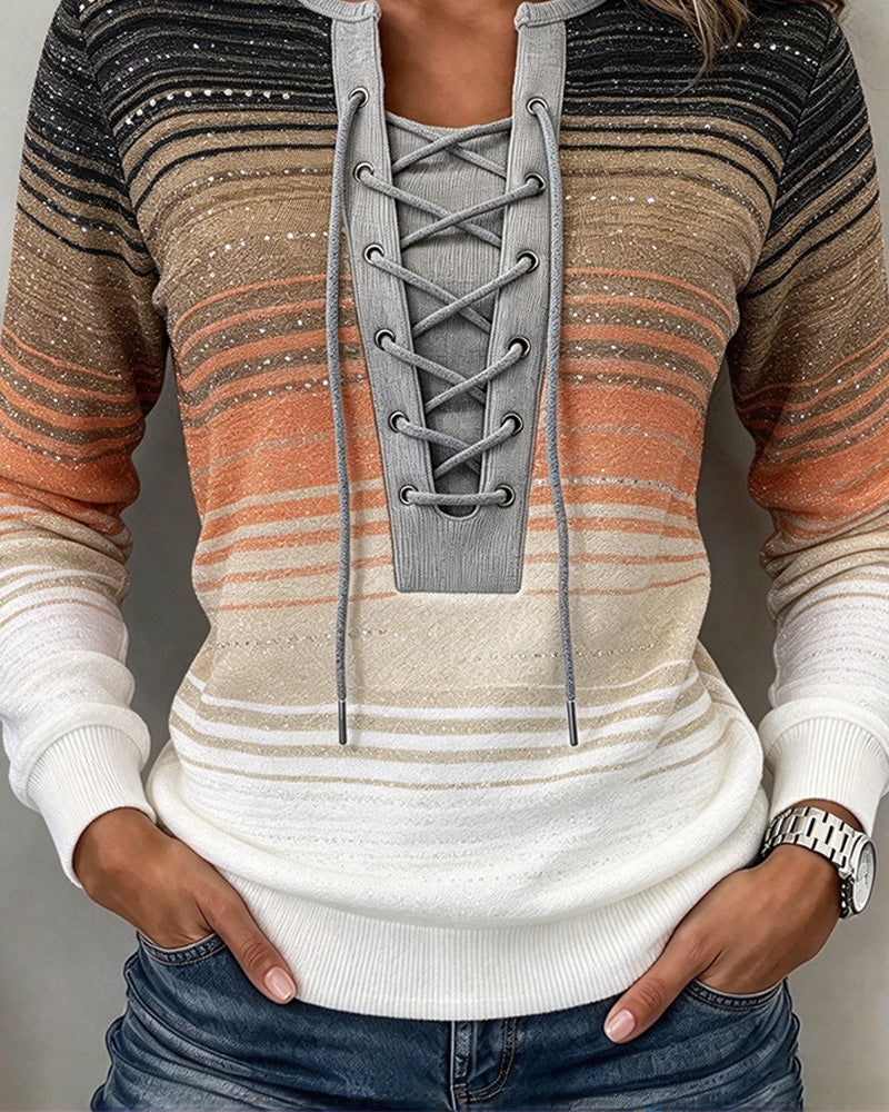 Sweat Rayé Slim Fit Contraste Bretelles