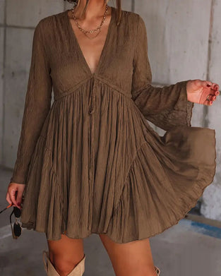 Robe Texturée Col En V Courte