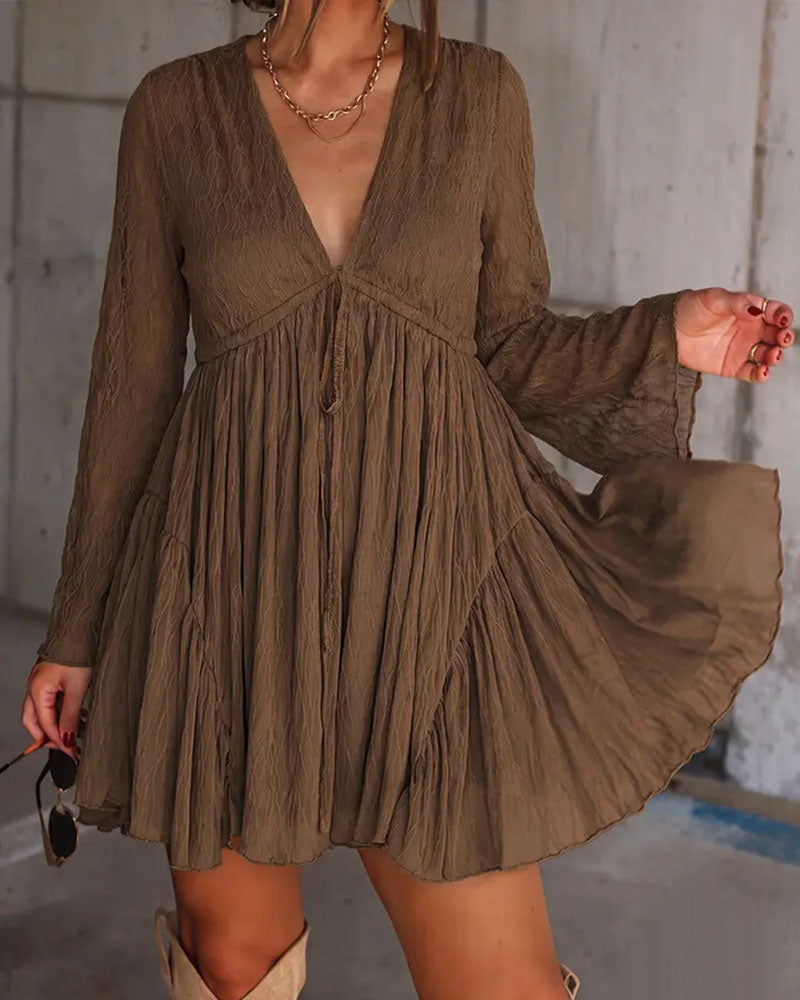 Robe Texturée Col En V Courte