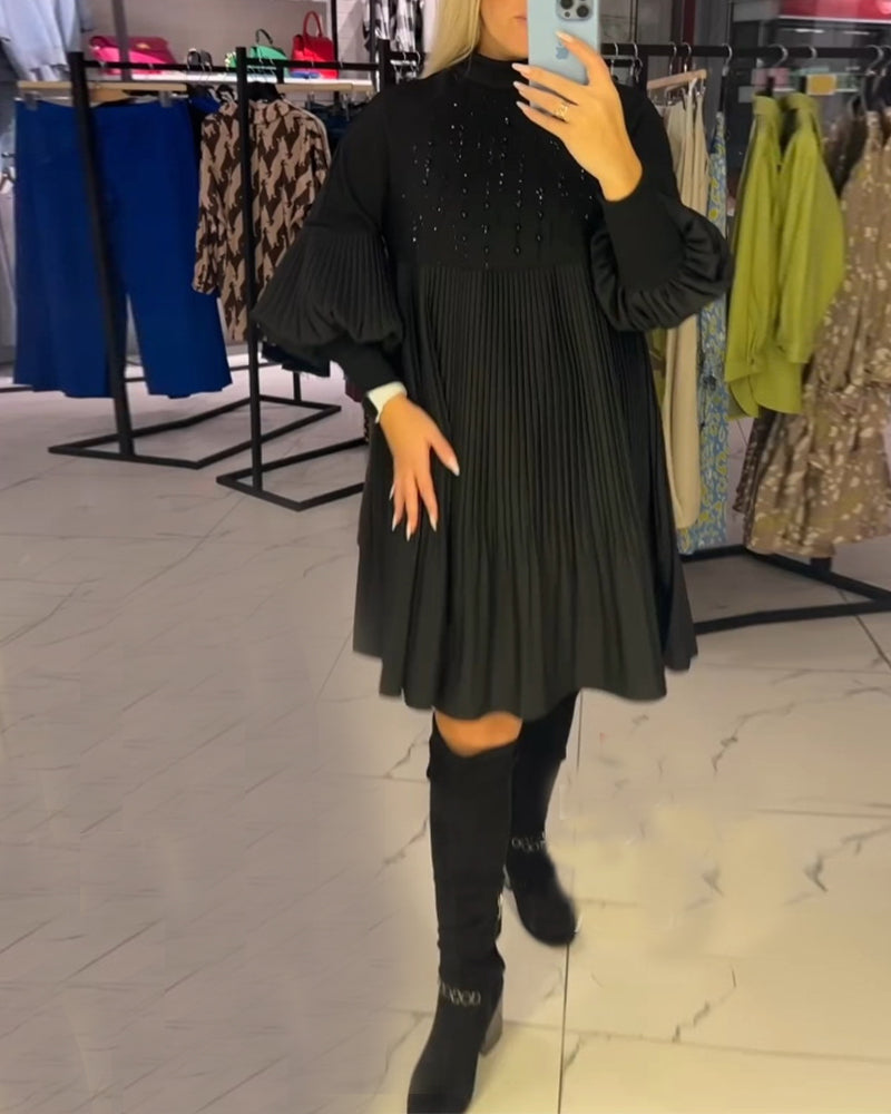 Robe à manches ballon et col montant