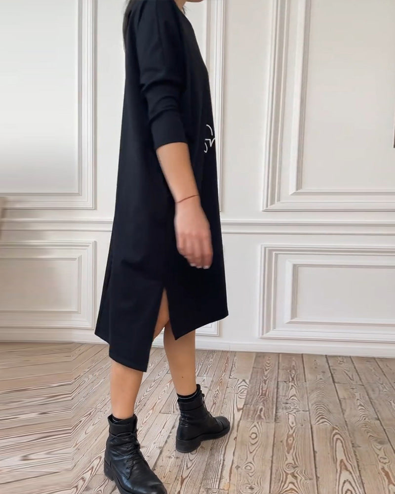 Robe simple imprimée fendue sur le côté