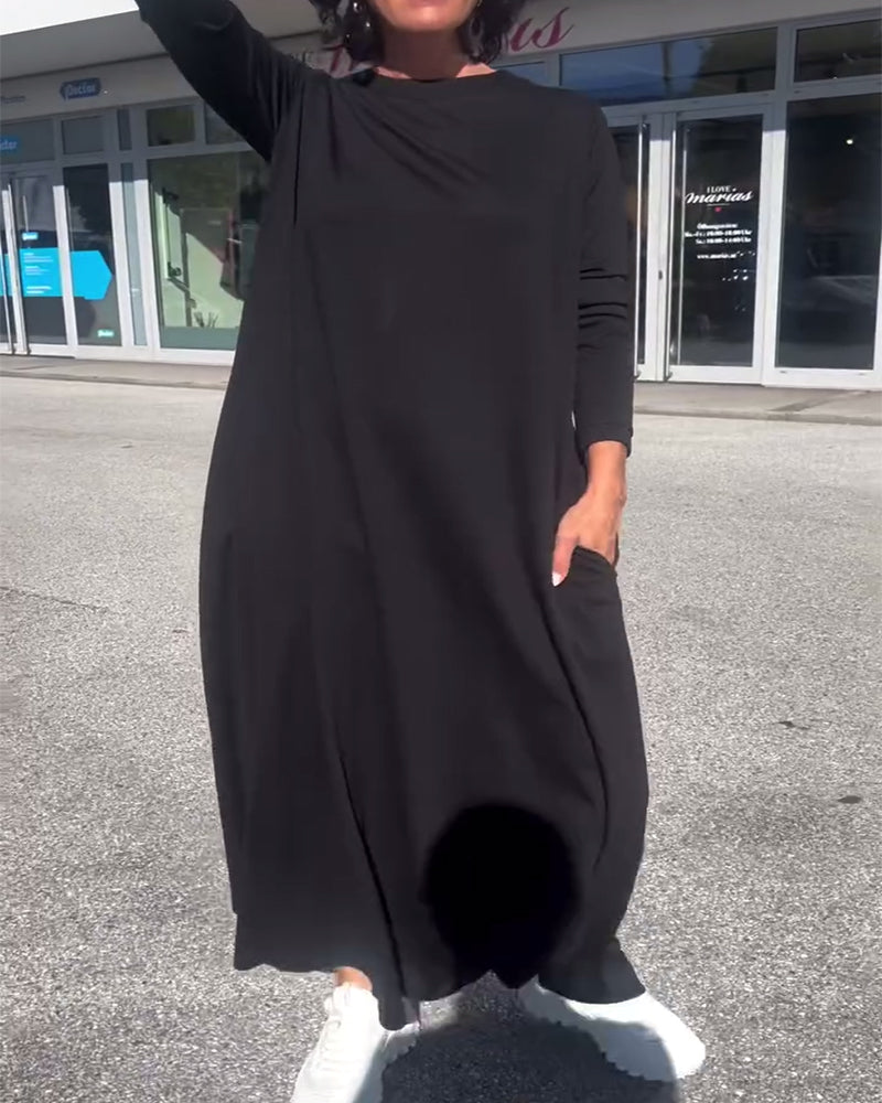 Robe Loose Manches Longues Col Rond