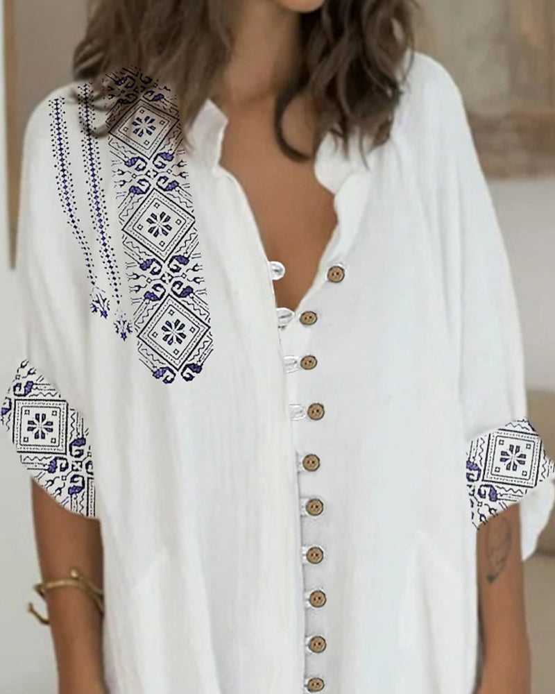 Robe à manches 3/4 et boutons