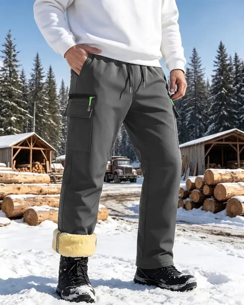 Pantalon Homme Doublé Polaire Droit Cargo
