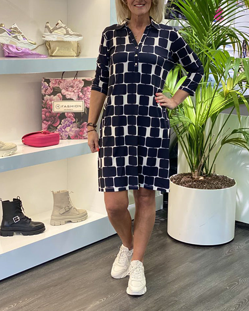 Robe à col rabattu avec imprimé écossais