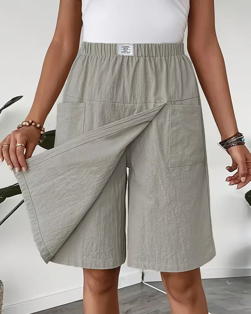 Shorts Décontracté Uni Design Poches