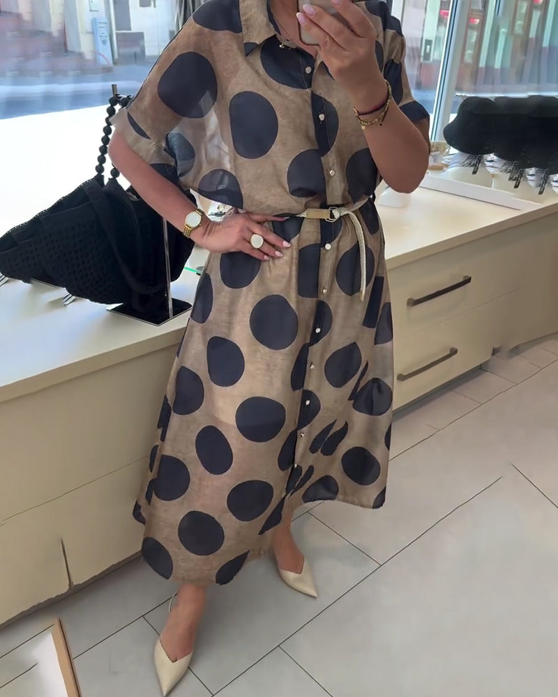 Robe Décontractée À Revers, À Pois