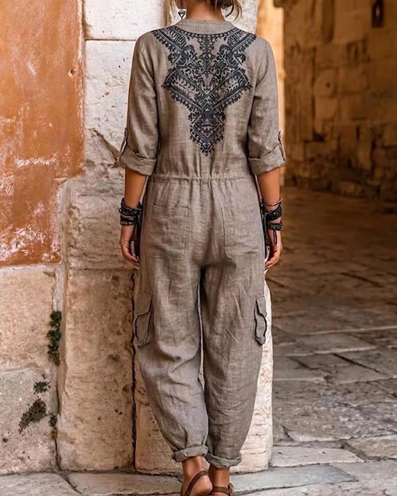 Jumpsuit Imprimé Cargo Jambe Effilée