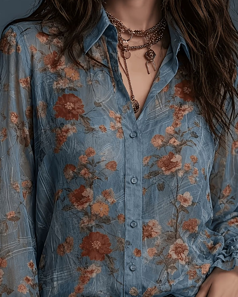 Blouse Florale Volant Revers
