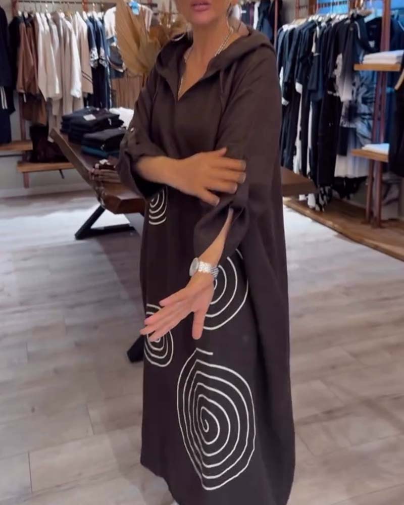 Robe À Capuche Manches Longues Large