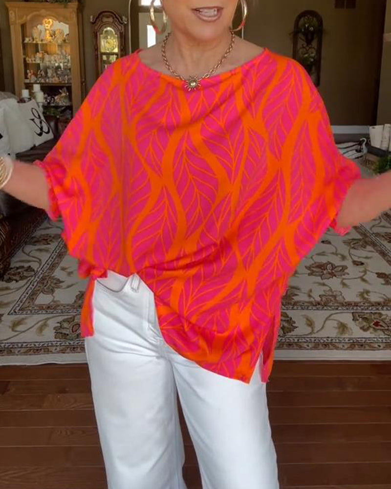 Blouse Col Rond Ample Imprimé