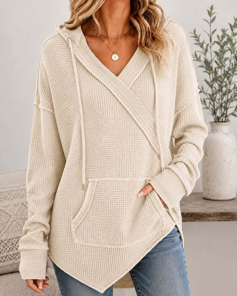 Sweat À Capuche Gaufré Cordon Poche