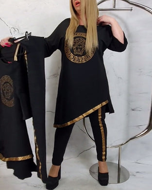 Costume deux pièces décontracté à imprimé irrégulier