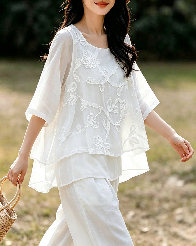 Blouse Uni Col Rond