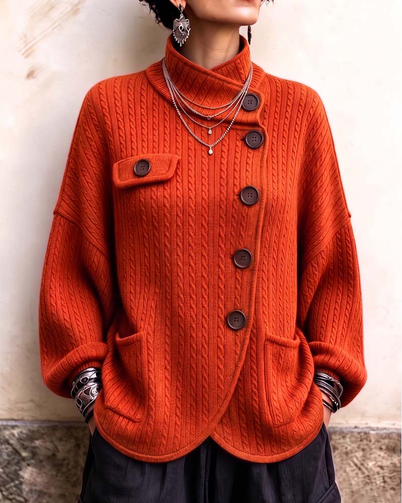 Manteau Simple Boutonnage Fente Ourlet