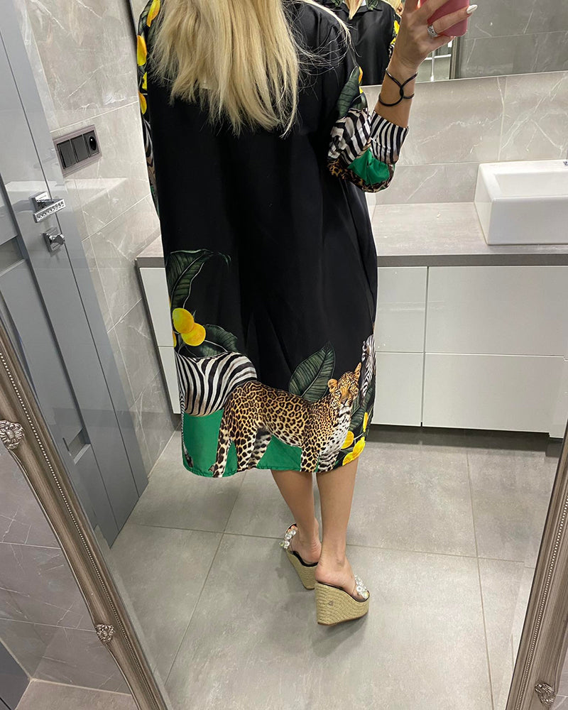 Robe ample imprimée en forme de tigre
