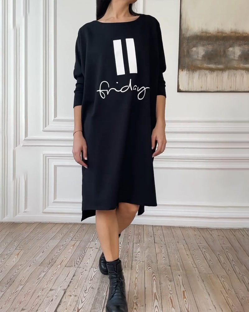 Robe simple imprimée fendue sur le côté
