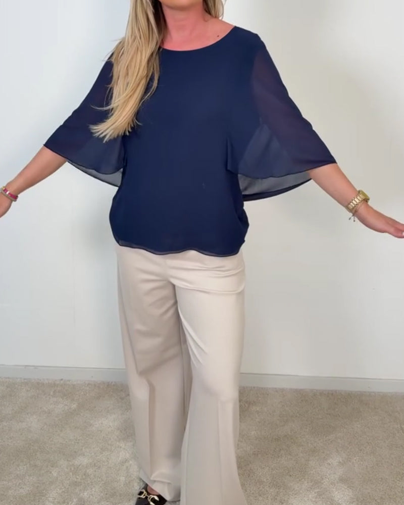 Blouse Manches Cloche Col Rond