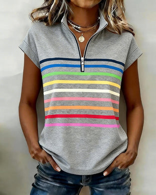 T-Shirt Demi-Zip Imprimé