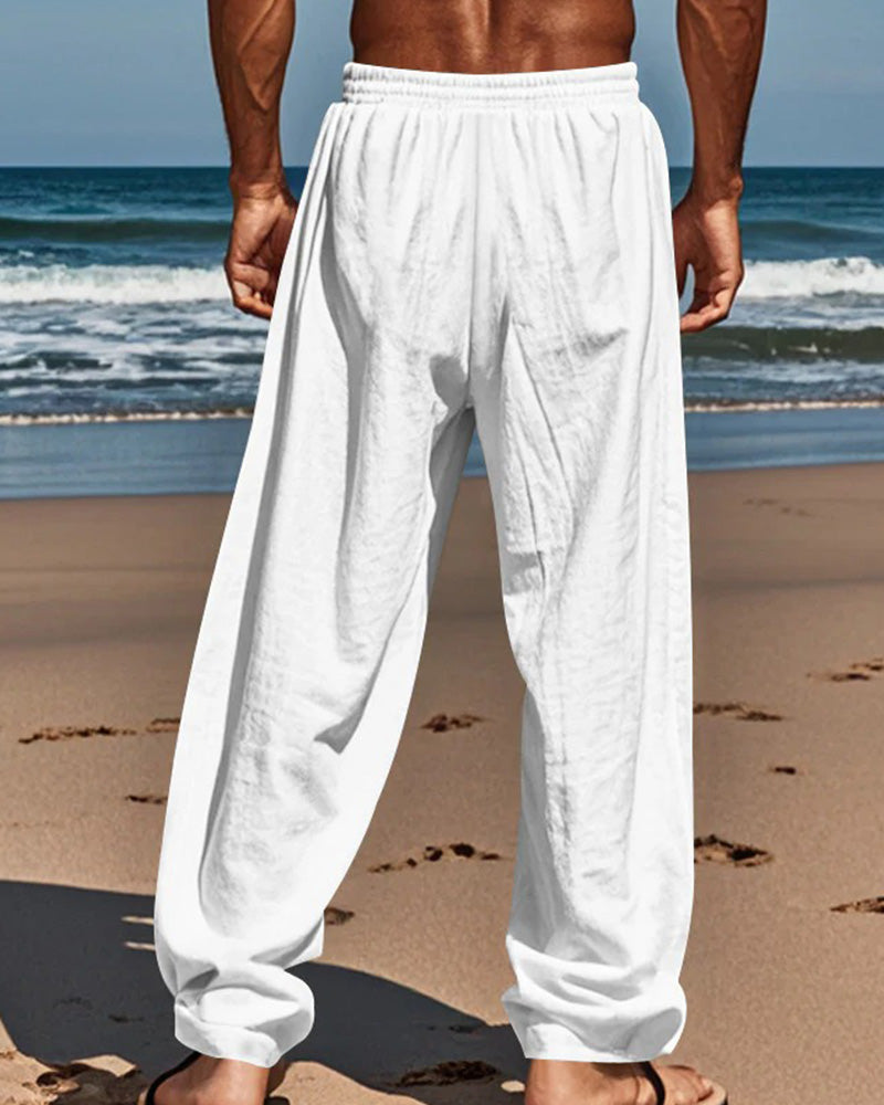 Pantalon Homme Décontracté Jambe Droite Plage