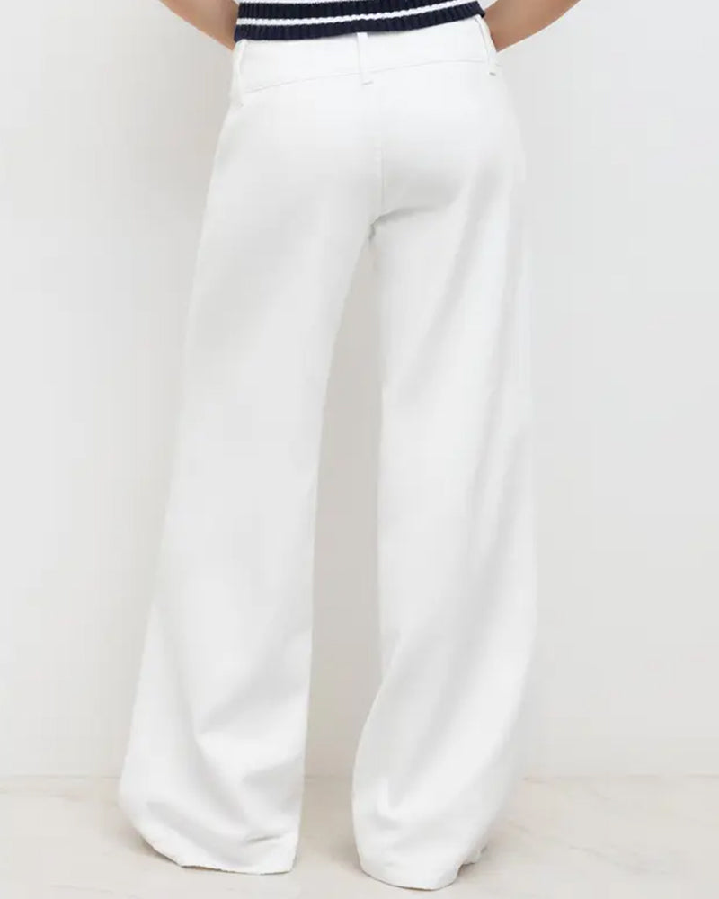 Pantalon Trois-Boutons Taille Haute Jambe Large