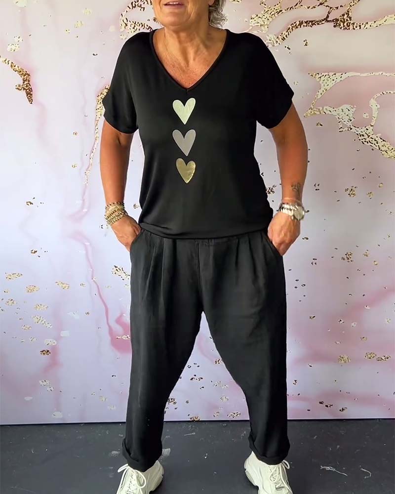 Blouse love manches courtes col V