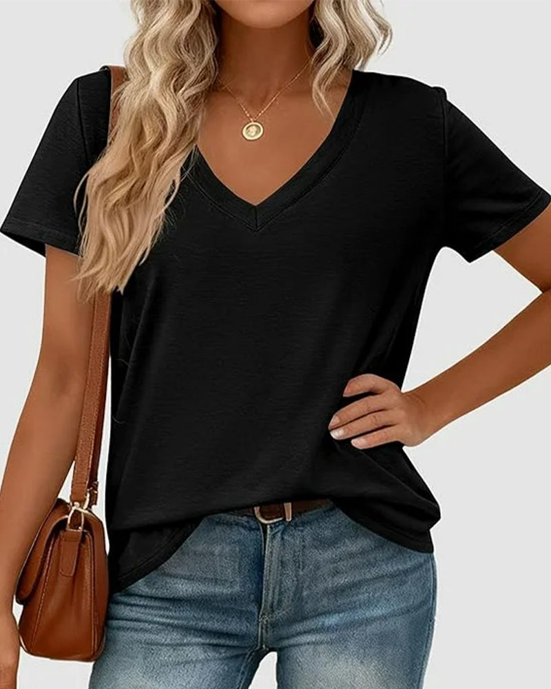 T-Shirt Pullover Col V Uni