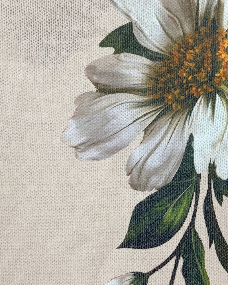 Pull-Over Col En V Tricoté Fleuri