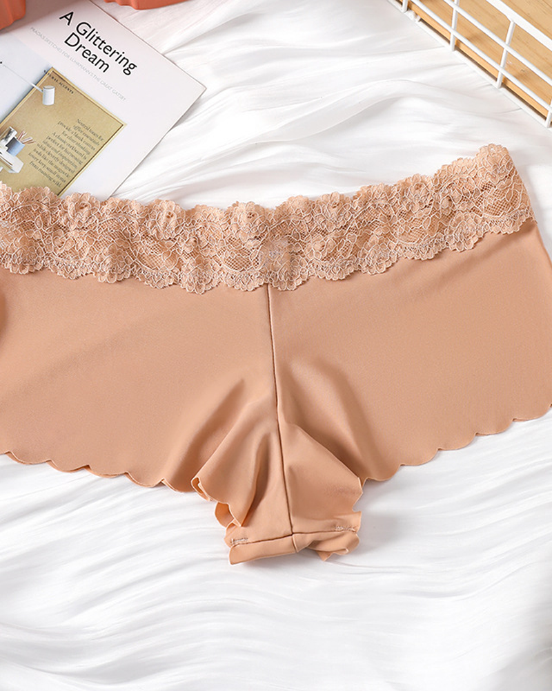 Culotte Avec Bord Dentelle Et Taille Moyenne