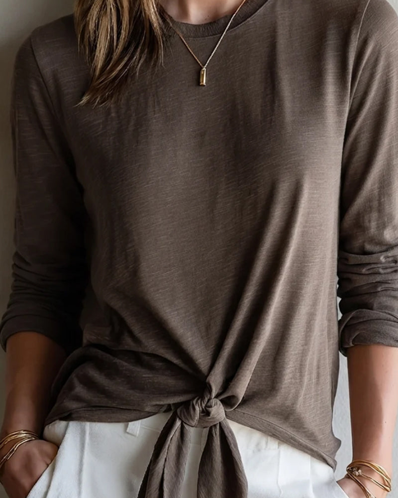 T-Shirt Ourlet Attacher Manches Longues