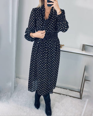 Robe avec imprimé et taille cintrée