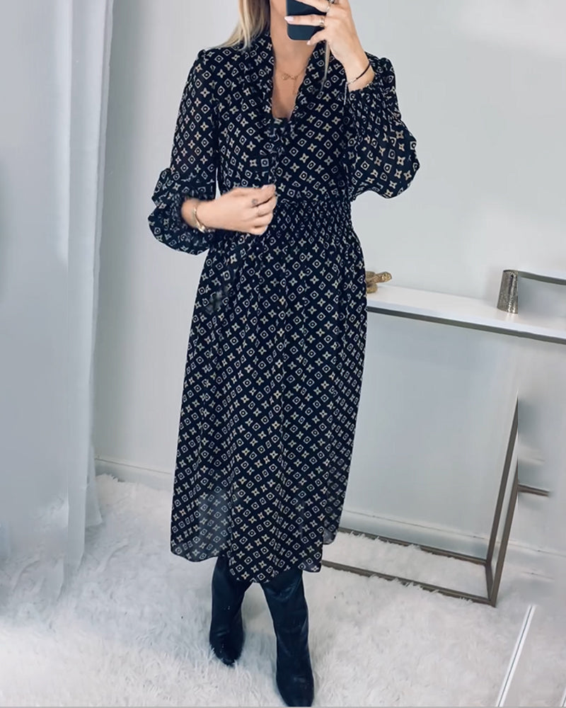 Robe avec imprimé et taille cintrée