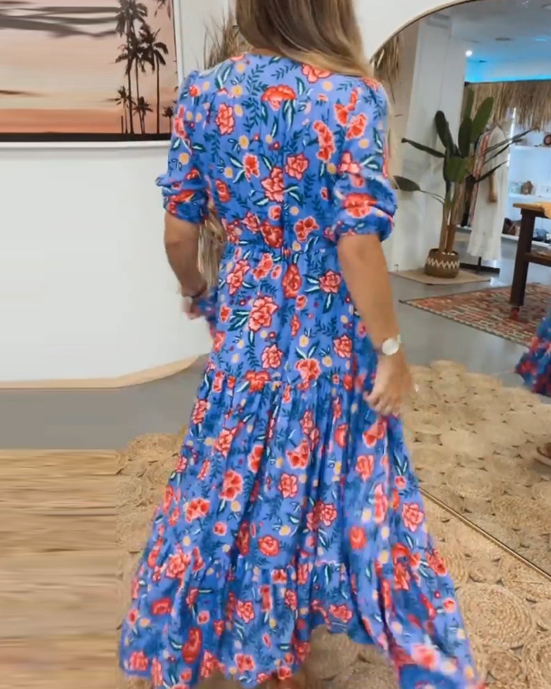 Robe à imprimé roses et fentes