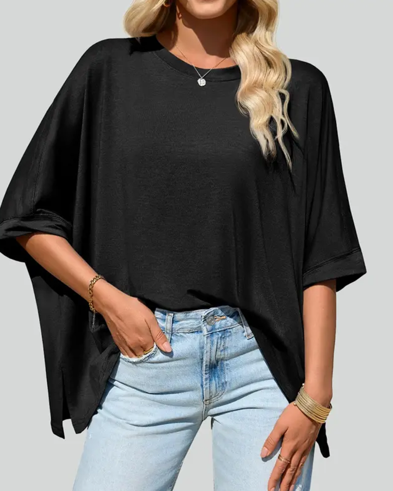 T-Shirt Coupe Loose Quotidien Manche Chauve-Souris