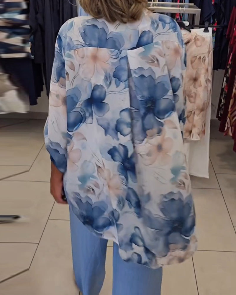 Blouse Aquarelle Florale Décontractée