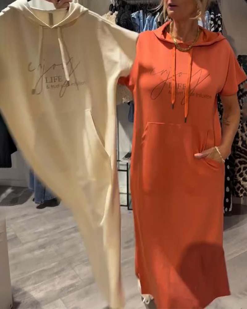 Robe À Capuche Décontractée Cordon