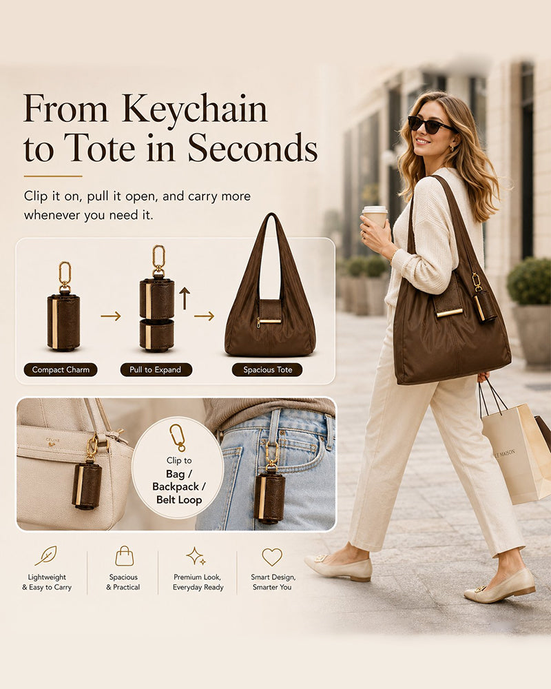 Sac Transformable Charm – Tote En Cuir Vegan Élégant & Charm Porte-Clés