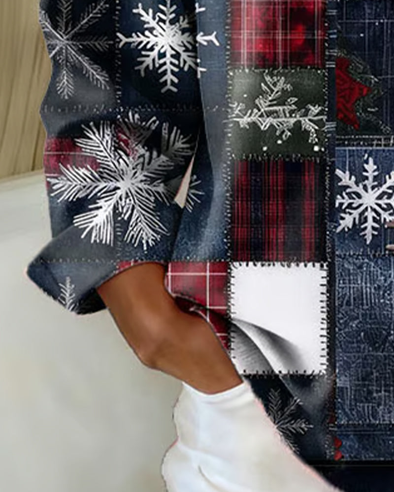 Chemise À Carreaux Avec Imprimé Flocon De Neige Et Bonhomme De Neige