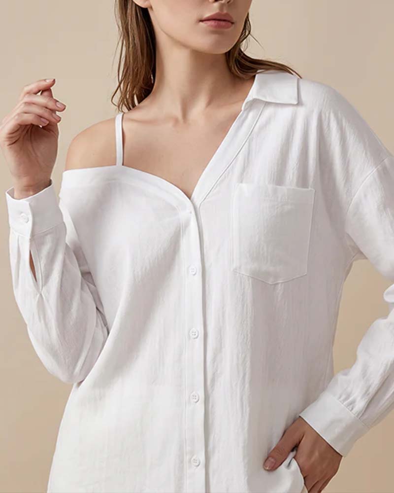 Chemise Une Épaule Texturée Cami