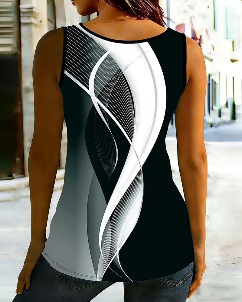 Tank Top Col Rond Découpé Anneau Ligne
