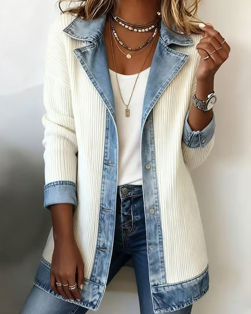 Veste Revers Bouton Patchwork