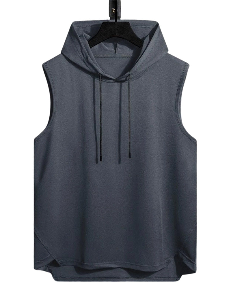 Tank Top Capuche Cordon Sans Manches Sport