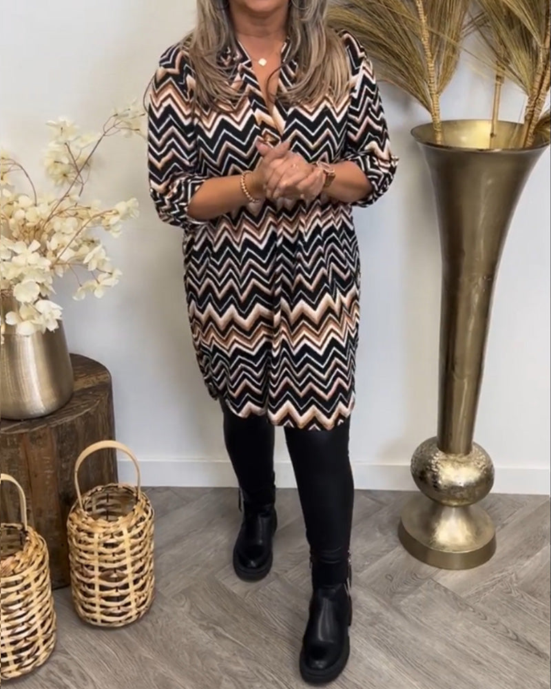 Robe col V imprimé vagues