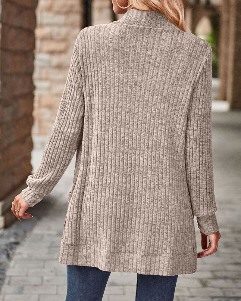 Manteau Brossé Décontracté Manche-Longue