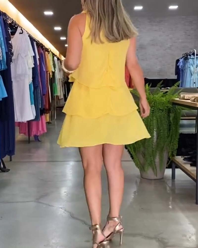 Robe sans manches à volants double épaisseur